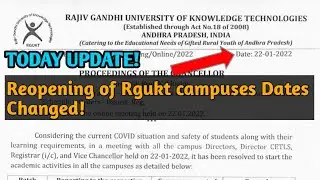 Reopening of Rgukt campuses dates changed!|iiit latest news