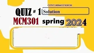 MCM 301 quiz 1 solution spring 2024|MCM301 quiz 1 solution spring 2024
