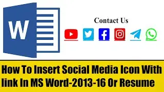 How To Insert Social Media Icon With Link  In Resume, MS word 2013-16 Tutorials