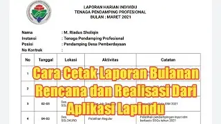 Wow Ternyata Laporan Realisasi Bisa Dicetak Langsung Dari Aplikasi Lapindu | Begini Caranya