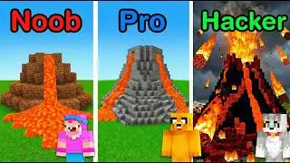 NOOB vs PRO: VOLCANO HOUSE Build Challenge in Minecraft!