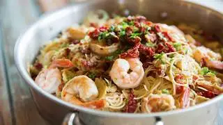 Sun Dried Tomato and Shrimp Pasta with Artichokes & Mushrooms