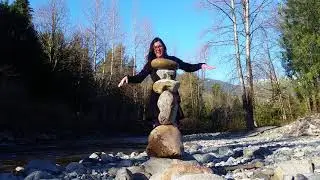 Practicing non-attachment while building a cairn on the Snoqualmie river