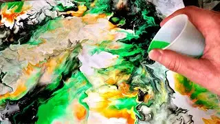 Acrylic POURING with Hair Dryer! Surprising MARBLE Effect