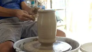 Trying to save a collapsed vase on the potters wheel (Bring it back from the dead)