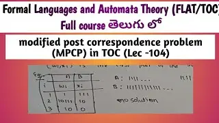 modified post correspondence problem in TOC | MPCP in TOC