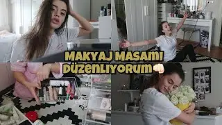 MAKYAJ MASAMI VE ODAMI DÜZENLİYORUM | TEMİZLİK 💪🏻
