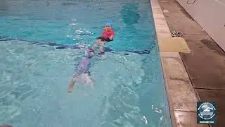 4 year old and 5 year old girls swimming distance and jumping in 11 feet