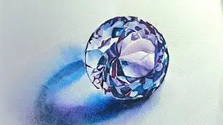 Скетчинг. Как нарисовать алмаз. Акварель плюс маркеры.