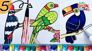 5 to Birds🦜🐦| How to Draw Simple Birds Using Number 5 #drawing #howtodraw #numberdrawing