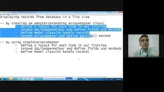 LECTURE 29 |  Display records from SQLiteDatabase in a ListView | Using SimpleCursorAdapter