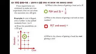 Ex 17C Q10-14 – Using a 2D grid to show the sample space