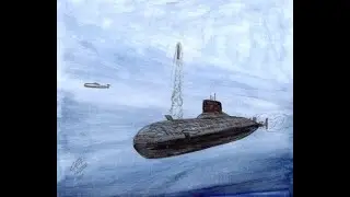 Submarine Watercolor Painting