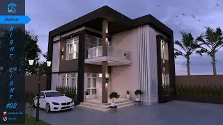 Sketchup Exterior Rendering - Nightlight scene