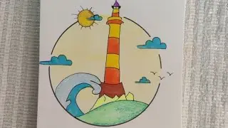 simple scenery drawing l simple nature drawing #drawing #simple #shorts #draw #lighthouse