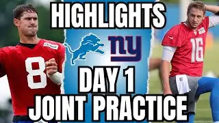 Detroit Lions & New York Giants Joint Practice Day 1 FULL HIGHLIGHTS ft. Daniel Jones & Jared Goff