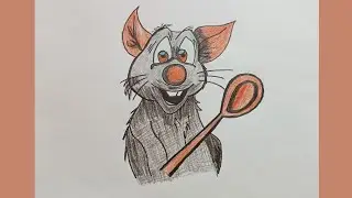 Simple drawing of Ratatouille cartoon/ learn cross hatching drawing/ drawing and colouring for kids
