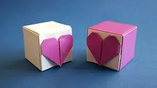 Кубик с сердечком 💕  Оригами подарок на День Святого Валентина и упаковка из бумаги без клея