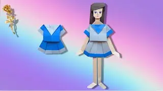 Origami facile : 👗 Robe 👗🚣 marinière 🚢⛵ pour une poupée