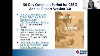 CSBG Annual Report Version 3.0 30-Day Comment Period: What's New and How to Comment