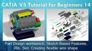 CATIA Tutorials - Part Design, Rib, Slot, Sketch Based Features