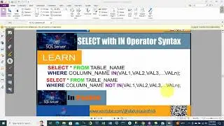 Microsoft SQL Server| DQL Statement| Select Statement with IN & NOT IN Operator in [Pashto]