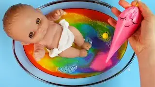 Making Rainbow Slime With Funny Piping Bags #70 | DIY Colorful Slime Mixing, ASMR Satisfying Slime
