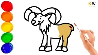 Drawing Goat 🐐 |coloring for kids & toddlers|lets draw, paint together|beginer draw|