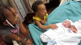 The Girls First Time Meeting The Newborn Twins | Raw Reaction