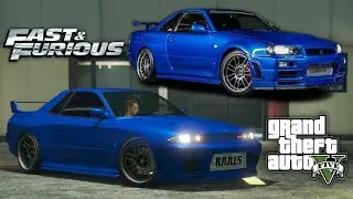 GTA 5: Brian's 'Fast and Furious' Nissan Skyline R34 GT-R - Annis Elegy Retro Custom REPLICA BUILD!