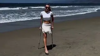Amputee Lady Crutches User:  Walking Independently Life After Amputation