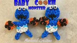 Rainbow Loom Baby Cookie Monster - Sesame Street ( loom bands )