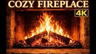 🔥Real cozy Fireplace 4K Fireplace with Crackling Fire Sounds. Real Crackling Fireplace 4K