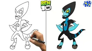 Ben 10 Drawing || How to Draw XLR8 from Ben 10 Reboot Step by Step