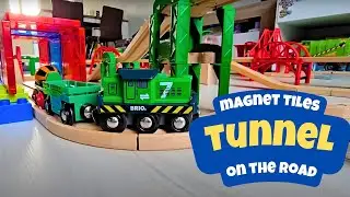 Building wooden Railway and the Tunnel with Duplo and Magnet Tiles!