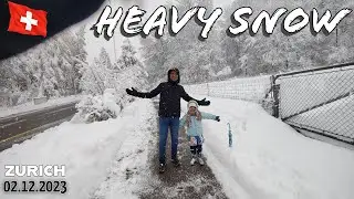 Heavy Snow fall  - Walk through Zurich exploring the pure magic of winter Walking Tour Switzerland