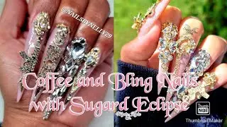 Bling Nails and morning coffee with @SUGARDECLIPSENails  #nails #bling #fyp