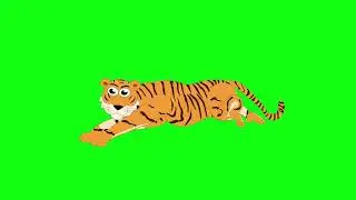 Tiger Run Cartoon Green Screen Video Footage Free 