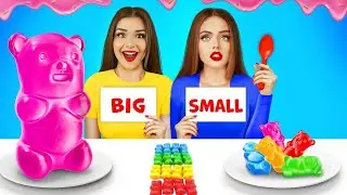 GIANT FOOD vs SMALL FOOD CHALLENGE! EATING DIFFERENT TYPES OF TINY & GIANT FOOD BY RATATA SHORTS