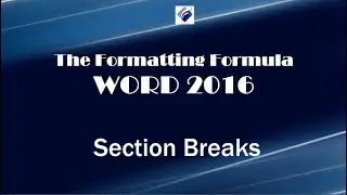 Word 2016   Section Breaks