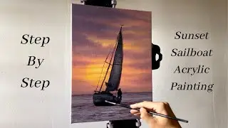 How to PAINT Sunset Sailboat | ACRYLIC PAINTING ⛵