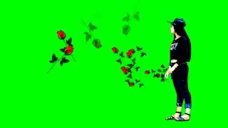 Green screen girl flowers animiton hd video