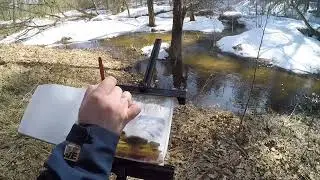 Пленэр в лесу у ручья. 
