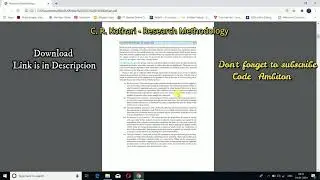 Research Methodology Best Book in Free PDF Download - C. R. Kothari