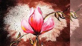 Как нарисовать интерьерную картину. Как нарисовать цветок. Как нарисовать магнолию.