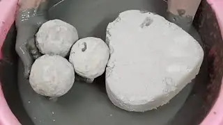 Super Soft Dusty Earthy Grey Clay Crumbling in💦& Paste Mixing/Playing ASMR