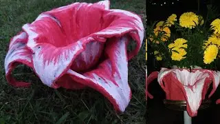 Вазон из цемента и тряпки своими руками. Кашпо для цветов в виде лилии. Декор для сада