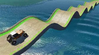 Cars vs Weird Wave Bridge - Impossible Bridge - Cars vs Water - BeamNG Drive