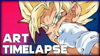SSJ Goku VS Sonic Art Timelapse | ANGX Draws #2