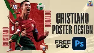 FREE PSD 🔵⚪ | CRISTIANO RONALDO Portugal Poster Design | Photoshop Tutorial | Praveenkumar.psd
